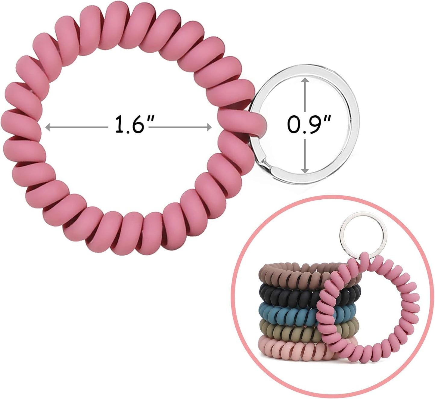 2PCS Stretchable Wristband Wristlet  Coil Keychain Wrist Key Chain