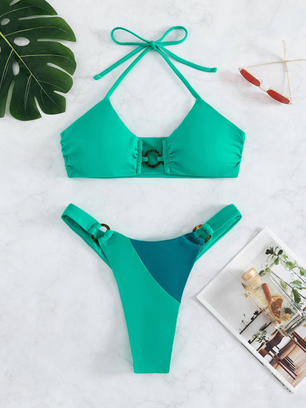 Fashionable Beachy Knit Ring Detail Bikini