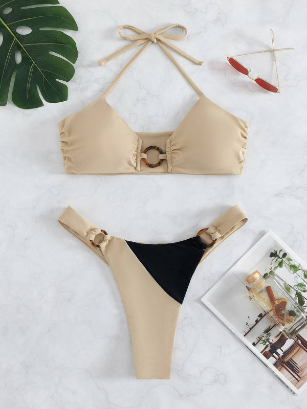 Fashionable Beachy Knit Ring Detail Bikini